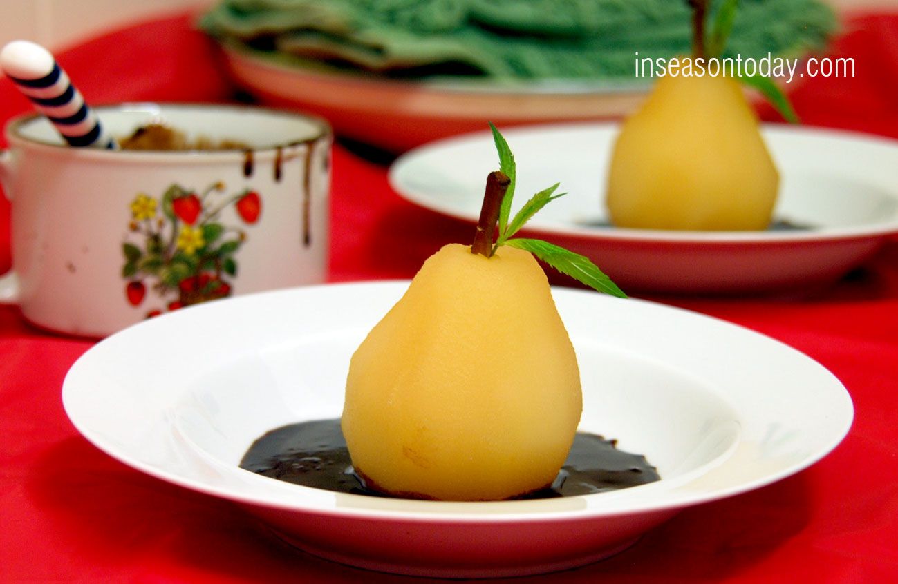 moscato poached pear with chocolate sauce 3